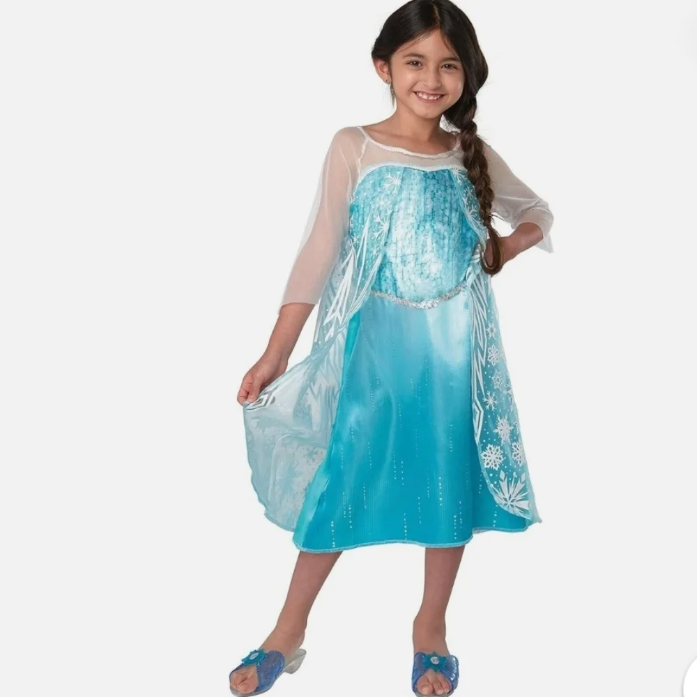 Disney Frozen Elsa Costume Dress with Cape - Blue and White Size 4-6×